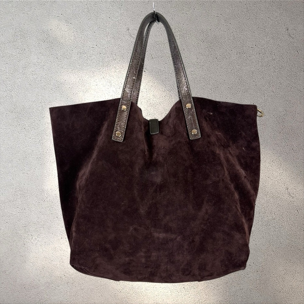 Tiffany & Co Suede Metallic Relaxed Reversible Tote Hobo Bag‎ Purse Brown - Picture 6 of 14